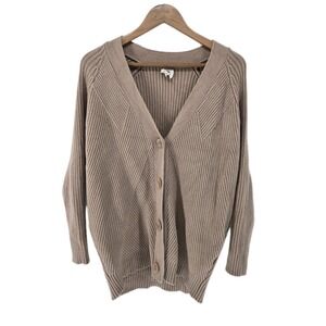 dRA‎ Los Angeles Beige Oversized Cardigan Small V-Neck Button Front Ribbed